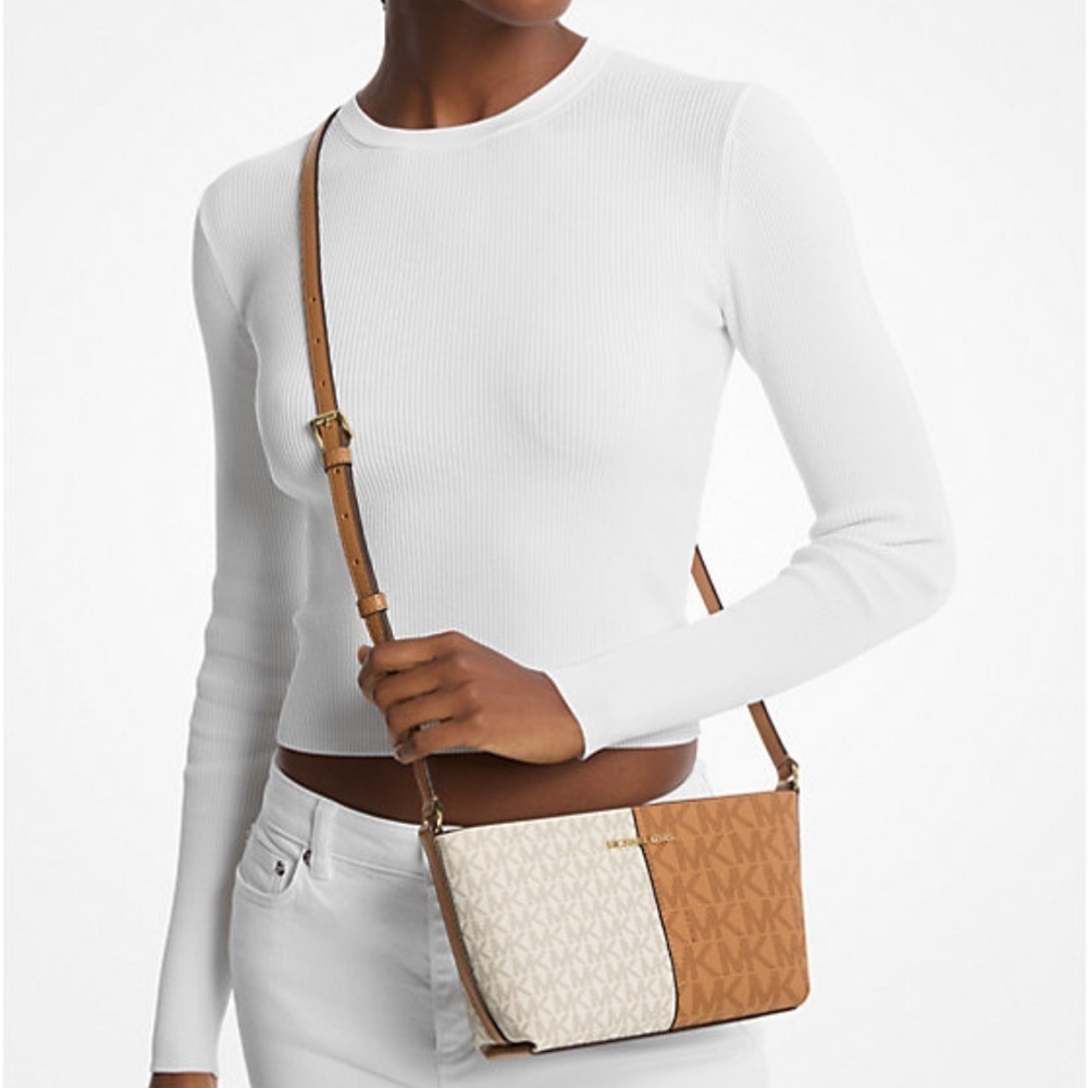 Michael Kors Jet Set Small Two-Tone Logo Crossbody Bag - Picture 3 of 3